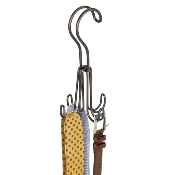 iDesign Classico Metal Over the Rod Hooks, Closet Accessory Organizer for Ties, Belts, Scarves, Handbags, Jewelry, 2.8" x 2.8" x 6.5", Bronze