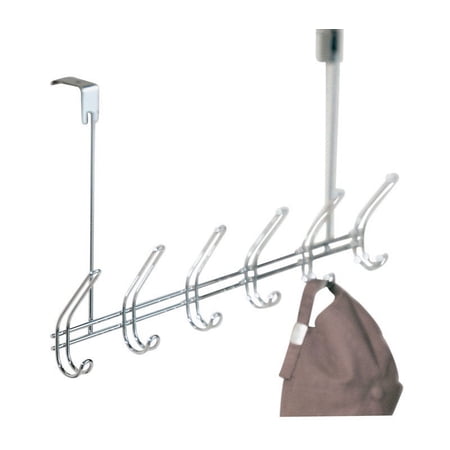 iDesign Classico Over-the-Door 6-Hook Storage Rack, Chrome