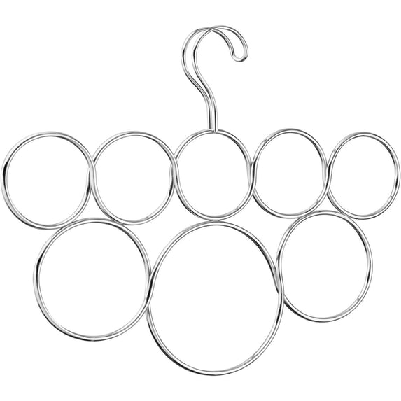 iDesign Classico Over-the-Rod 8-Loop Scarf Holder Hanger, Chrome Silver