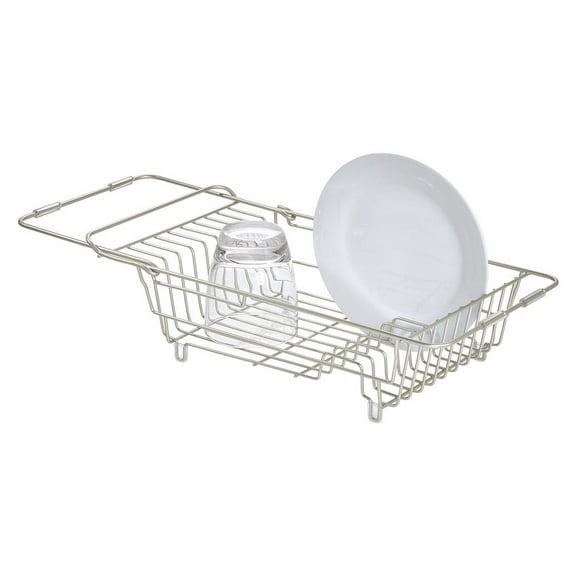 iDesign Classico Steel Wire Adjustable Over-the-Sink/Countertop Dish Drainer, Satin