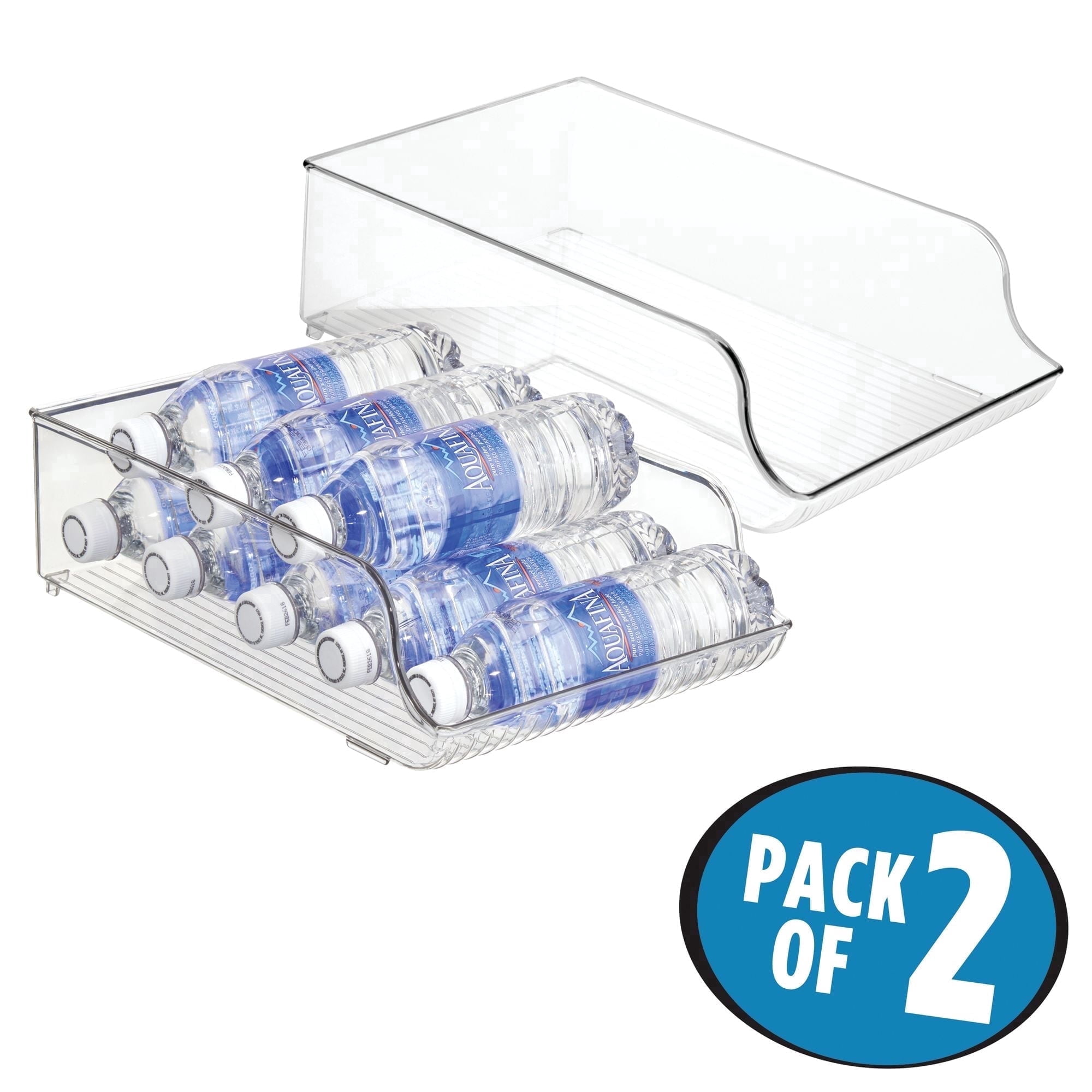 Plastic Water Bottle Organizer for Fridge - Refrigerator Bottle Holder for Kitchen, Pantry, and Countertop