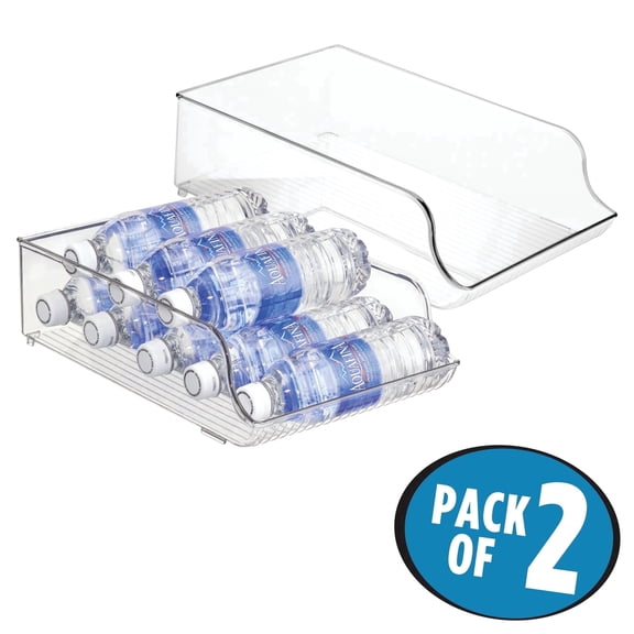 Plastic Water Bottle Organizer for Fridge - Refrigerator Bottle Holder for Kitchen, Pantry, and Countertop
