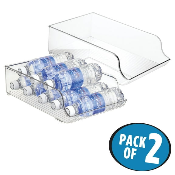 iDesign, Clear Fridge Bins Water Bottle Holder, Set of 2