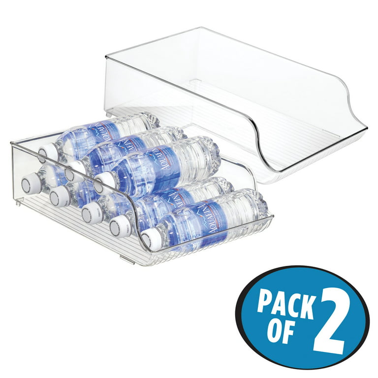 2-Pack Water Bottle Organizer Bins & Clear Storage for Refrigerator