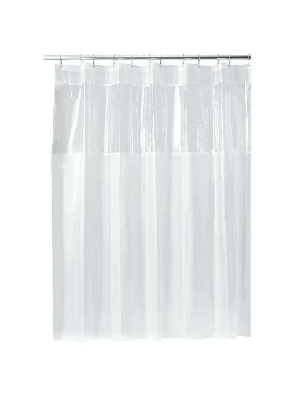 iDesign Clear Hitchcock EVA Shower Curtain, Standard 72" x 72", iDesign