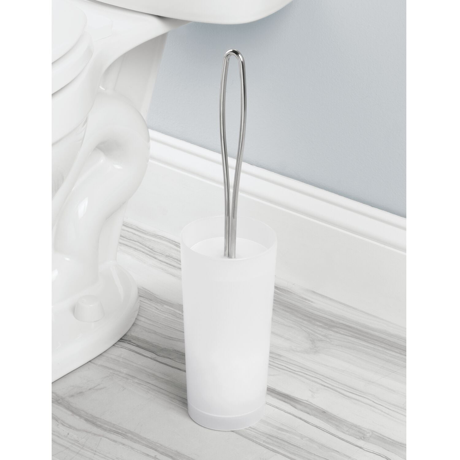 Clear Plastic Toilet Bowl Brush with Chrome Accents