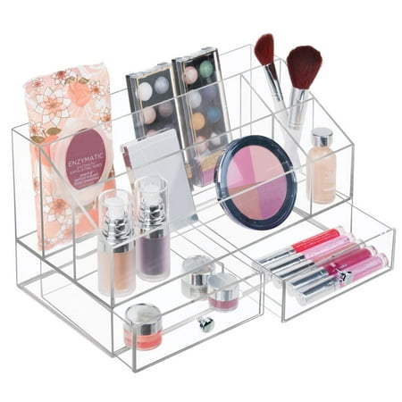 iDesign, Clear Plastic 2-Drawer & Open Top Home Organizer
