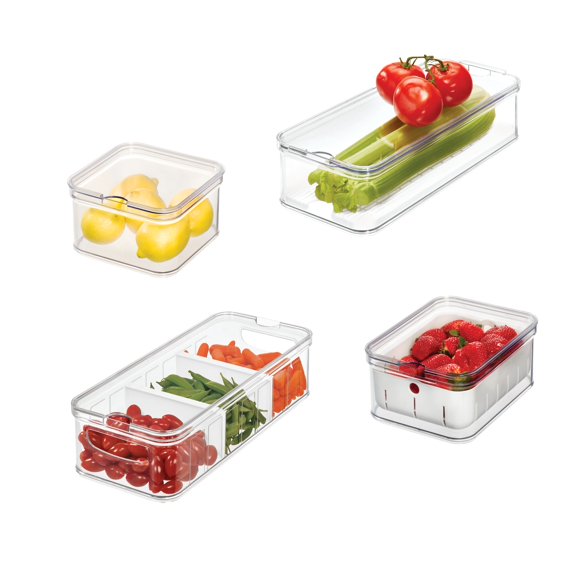 iDesign, Clear Refrigerator Crisp Produce Bins, Recycled Plastic