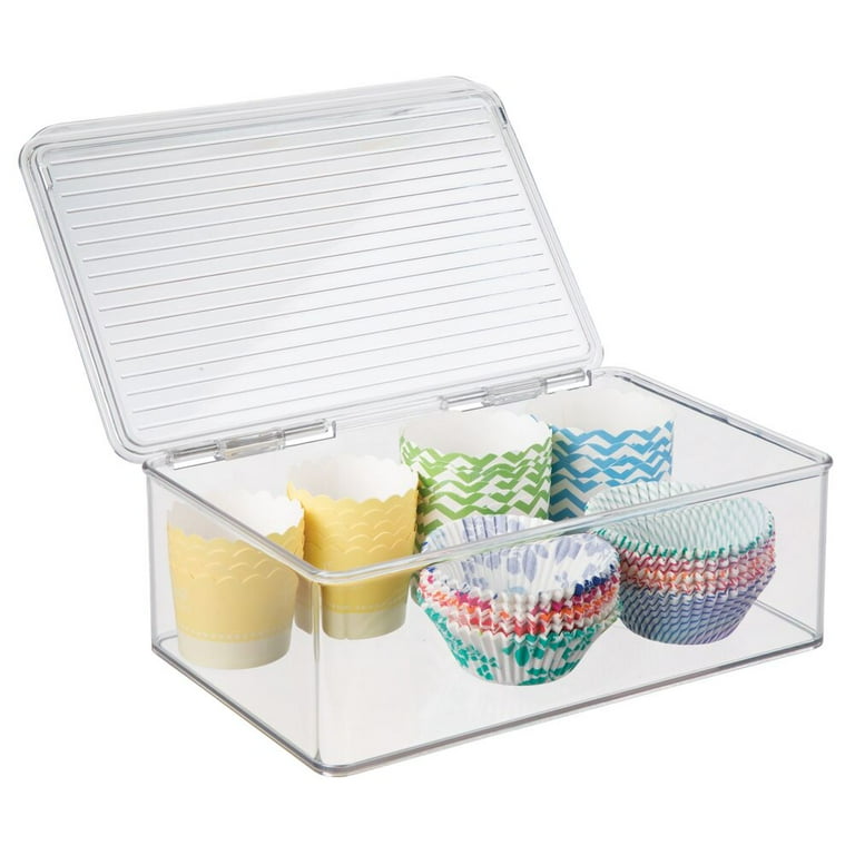 iDesign Clear Plastic Kitchen Bins Lid Organizer