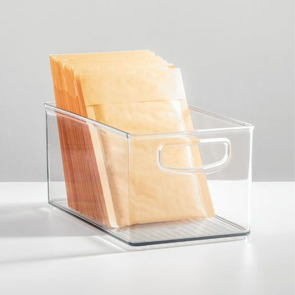 iDesign Plastic Fridge and Freezer Organizer Bin with Integrated Handles – 10" x 5" x 6", Clear