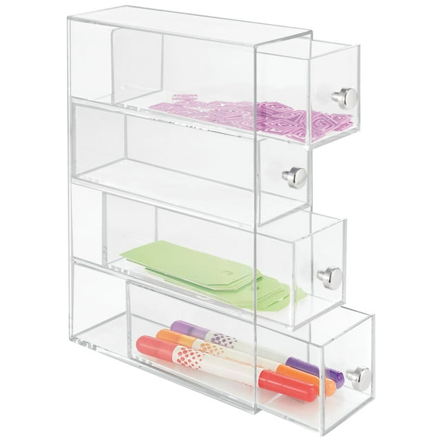 iDesign Clear Storage and Organization 4-Drawer Towers