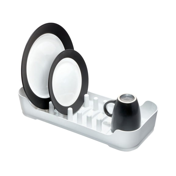 iDesign Compact Dish Drying Rack for Kitchen Counter - White