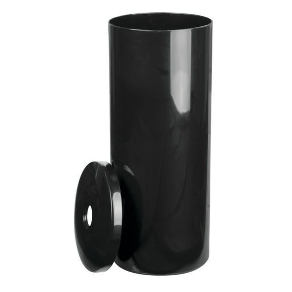 iDesign Compact Toilet Paper Holder with Lid - 6.05" x 6.05" x 14.43", Black