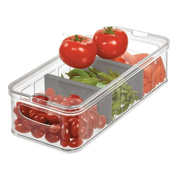 iDesign Crisp Gray/Clear Recycled Plastic Storage Container, Airflow Design, Fruits/Vegetables