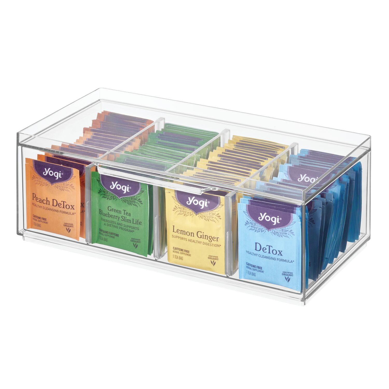 Mind Reader Acrylic Clear with Lid 6-Compartment Pantry Organizer For  Kitchen Tea Bag Storage and Organizer Holder TEA6C-CLR - The Home Depot