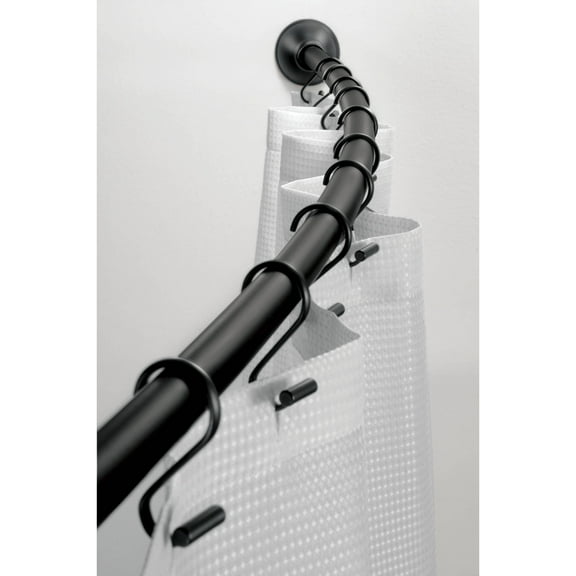 iDesign Curved Shower Curtain Rod, 41 - 72", Matte Black