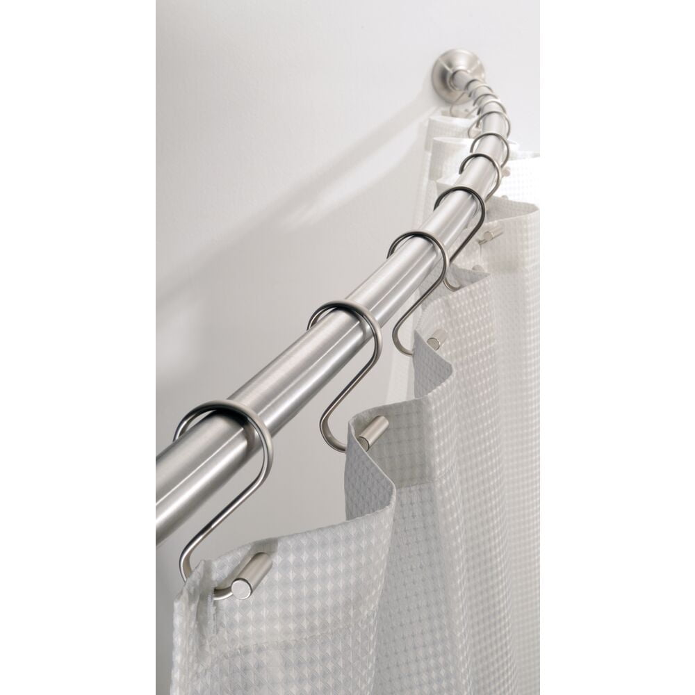 Adjustable Brushed Silver Curved Shower Curtain Rod