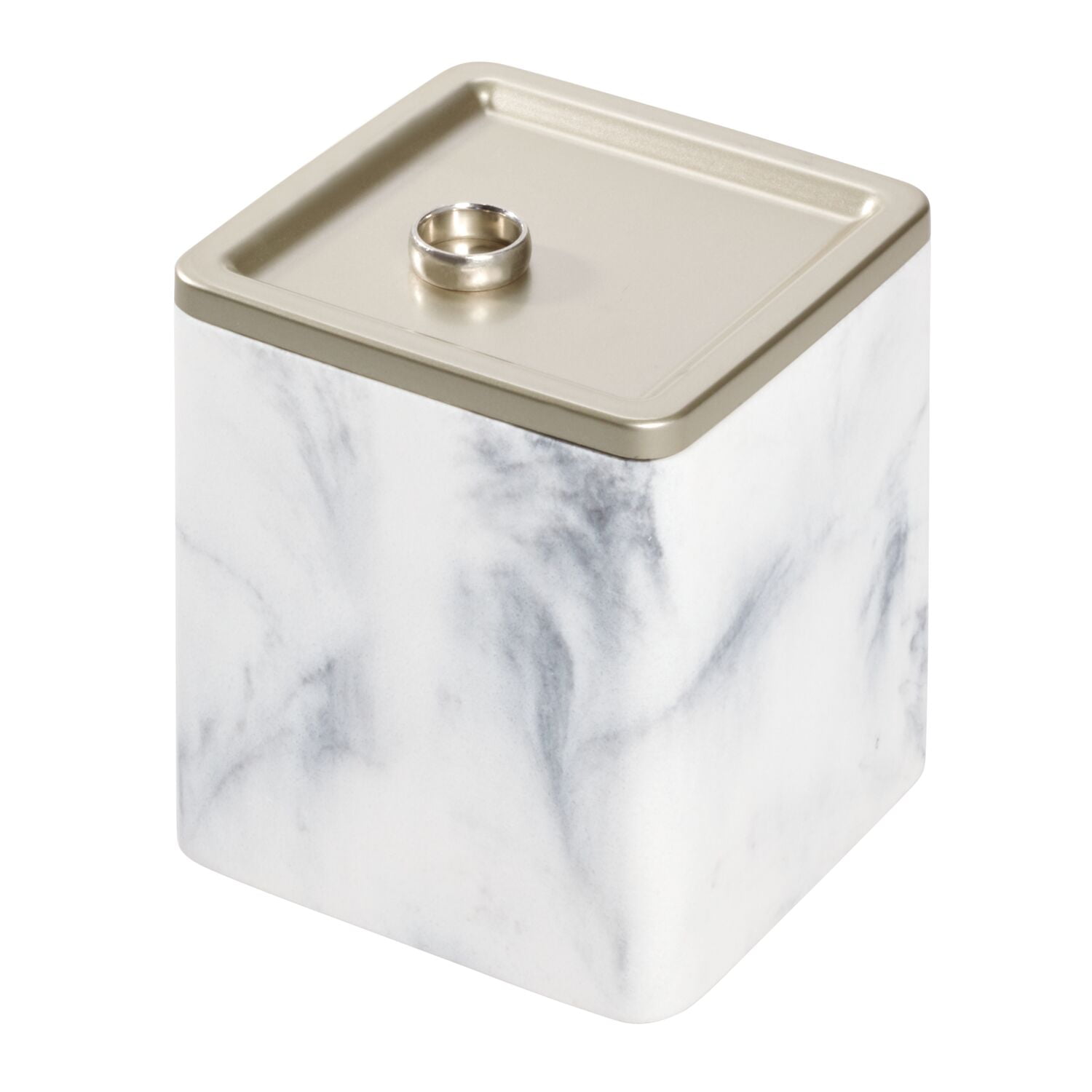 iDesign Dakota Bathroom Canister, White Marble/Satin - Walmart.com
