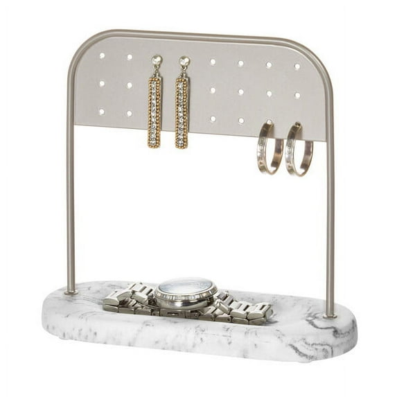 iDesign Dakota Earring Organizer, White Marble/Satin