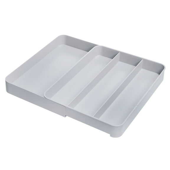 iDesign Eco Recycled Plastic Expandable Drawer Organizer Utensil Tray, Gray