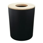 iDesign Small Round Bathroom Trash Can With Wood Lid - Ideal for Primary and Guest Bathroom or Home Office - Coconut