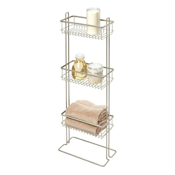 iDesign Everett 3 Tier Shelf Metal Shower Shelf Organizer, Satin