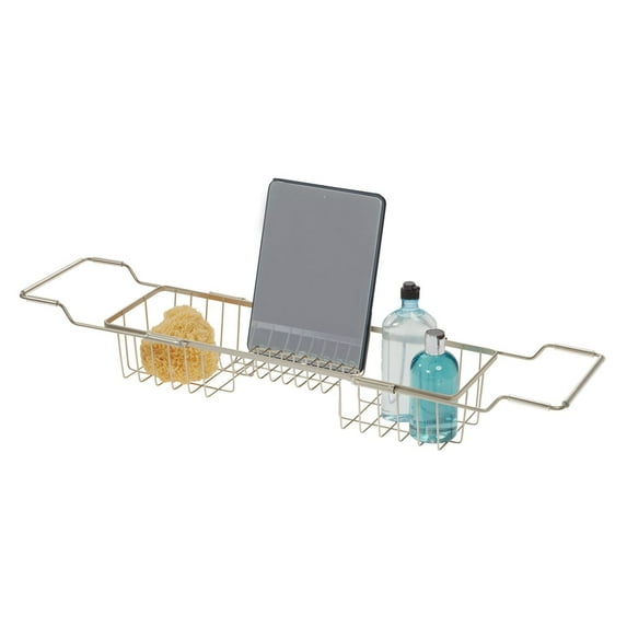 iDesign Everett Metal 1-Shelf Adjustable Bathtub Caddy, Satin