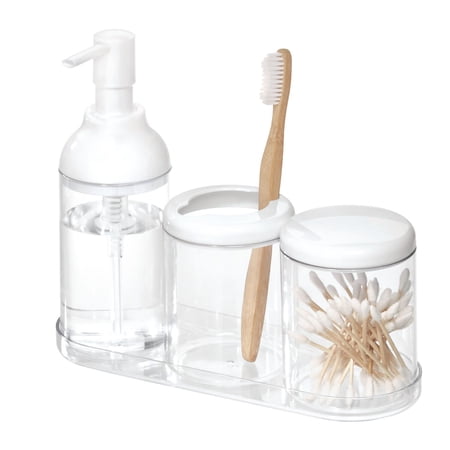 iDesign Finn 4 Piece Plastic Bath Accessories Set, Clear