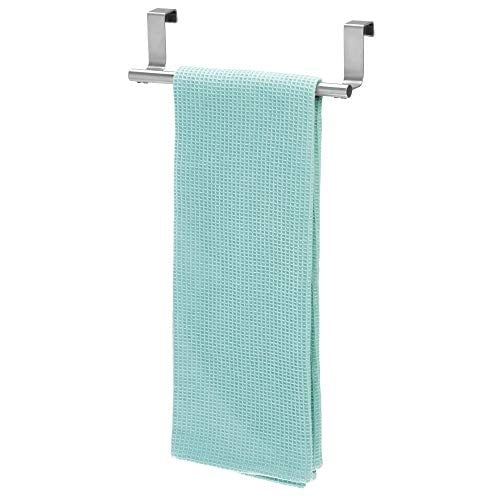 iDesign Forma Metal Over the Cabinet Towel Bar, Hand Towel and Washcloth Rack for Bathroom and Kitchen , 9.25" x 2.5" x 2.5", Stainless Steel