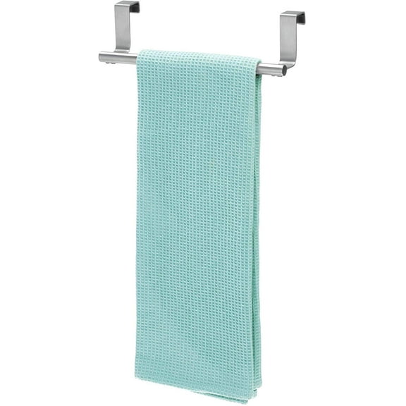 iDesign Forma Metal Over the Cabinet Towel Bar, Hand Towel and Washcloth Rack for Bathroom and Kitchen , 9.25" x 2.5" x 2.5", Stainless Steel