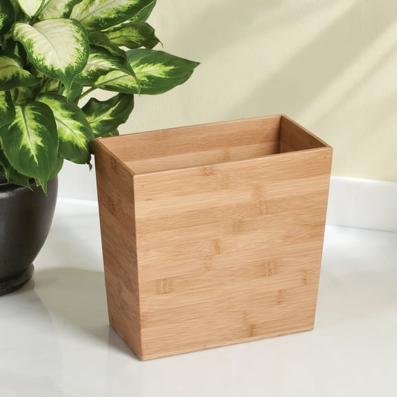 InterDesign Formbu Rectangular Bamboo Wastebasket