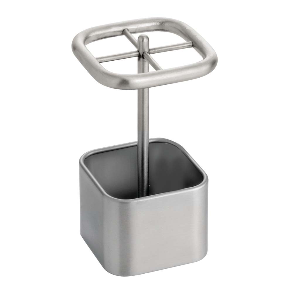 Compact Brushed Stainless Steel Toothbrush Holder with Dividers