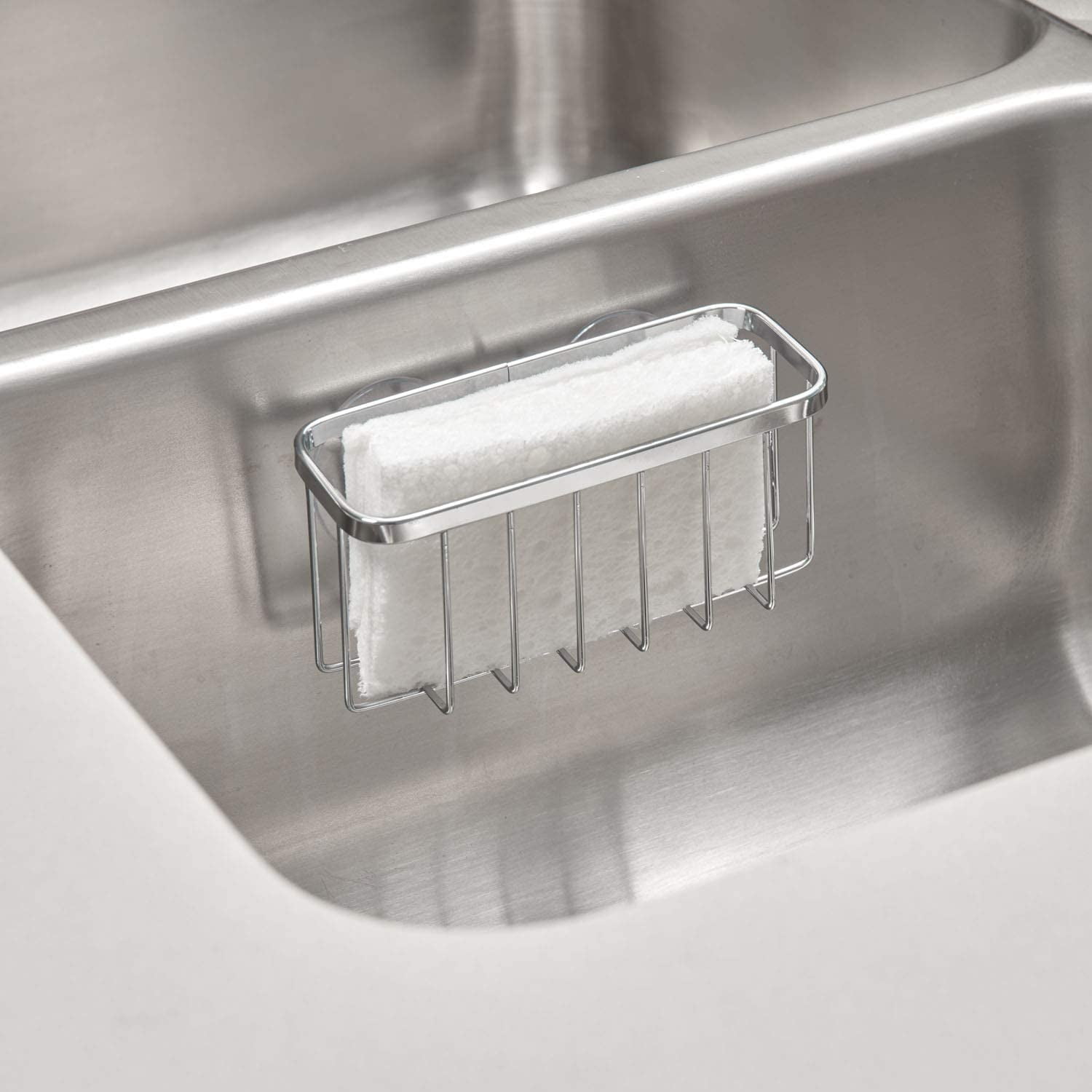 iDesign Gia Kitchen Sink Suction Holder for Sponges, Scrubbers, Soap ...