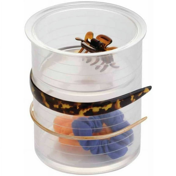 iDesign Hair Tool Organizer Canister for Headbands, Hair Ties and More, The Clarity Collection 6 x 6 x 7 , Clear Accessory Holder