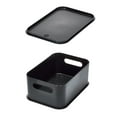thumbnail image 1 of iDesign, Handled Bin with Lid, Black, Recycled Plastic, 1 of 6