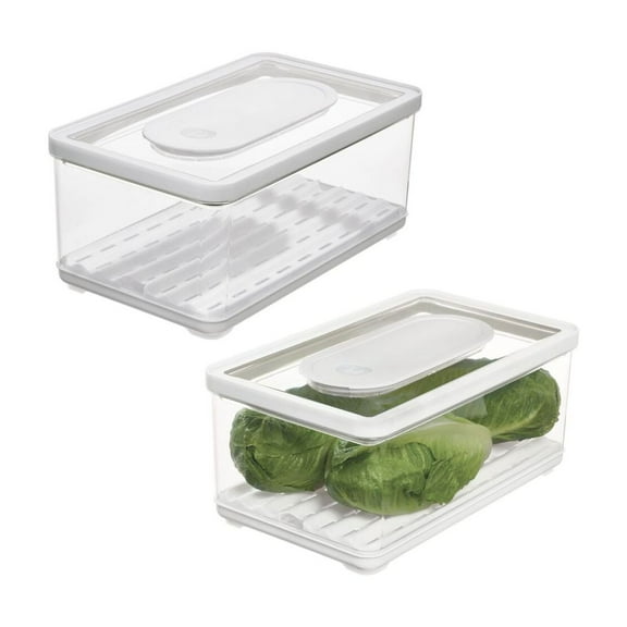 iDesign Large Fridge Produce Bin with Removable Drainage Tray and Lid -  Ideal for Storing Fruits, Vegetables, and Snacks