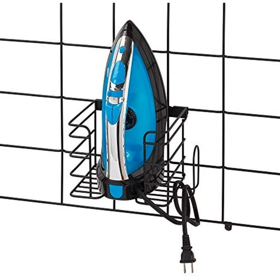 iDesign Jayce Metal Iron Holder, Storage Basket for Modular Grid Wall System, Organizer for Kitchen, Bathroom, Bedroom, Office, Basement, Garage 8.25" x 5.75" x 5" - Matte Black