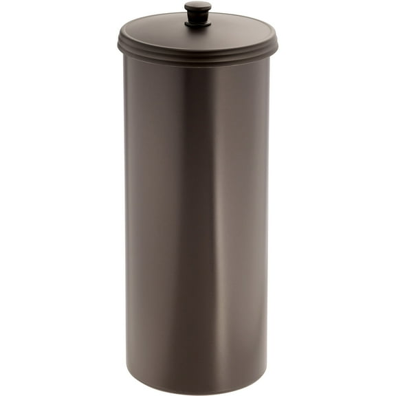 iDesign Toilet Paper Canister with Lid, Storage for 3 Rolls, 6.3'' x 15.5'', Bronze