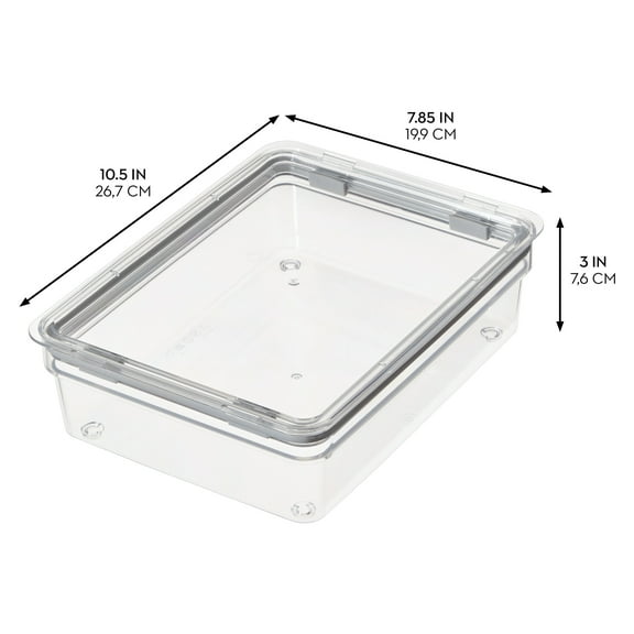 iDesign Large Fridge Produce Bin with Removable Drainage Tray and Lid - Ideal for Storing Fruits, Vegetables, and Snacks