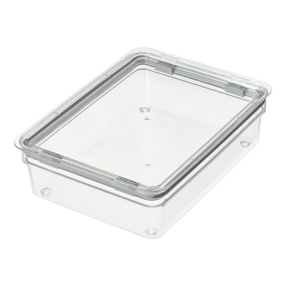 iDesign Large Short Dry Goods Storage Bin, 7.8 L x 10.5 H x 3 W, Clear