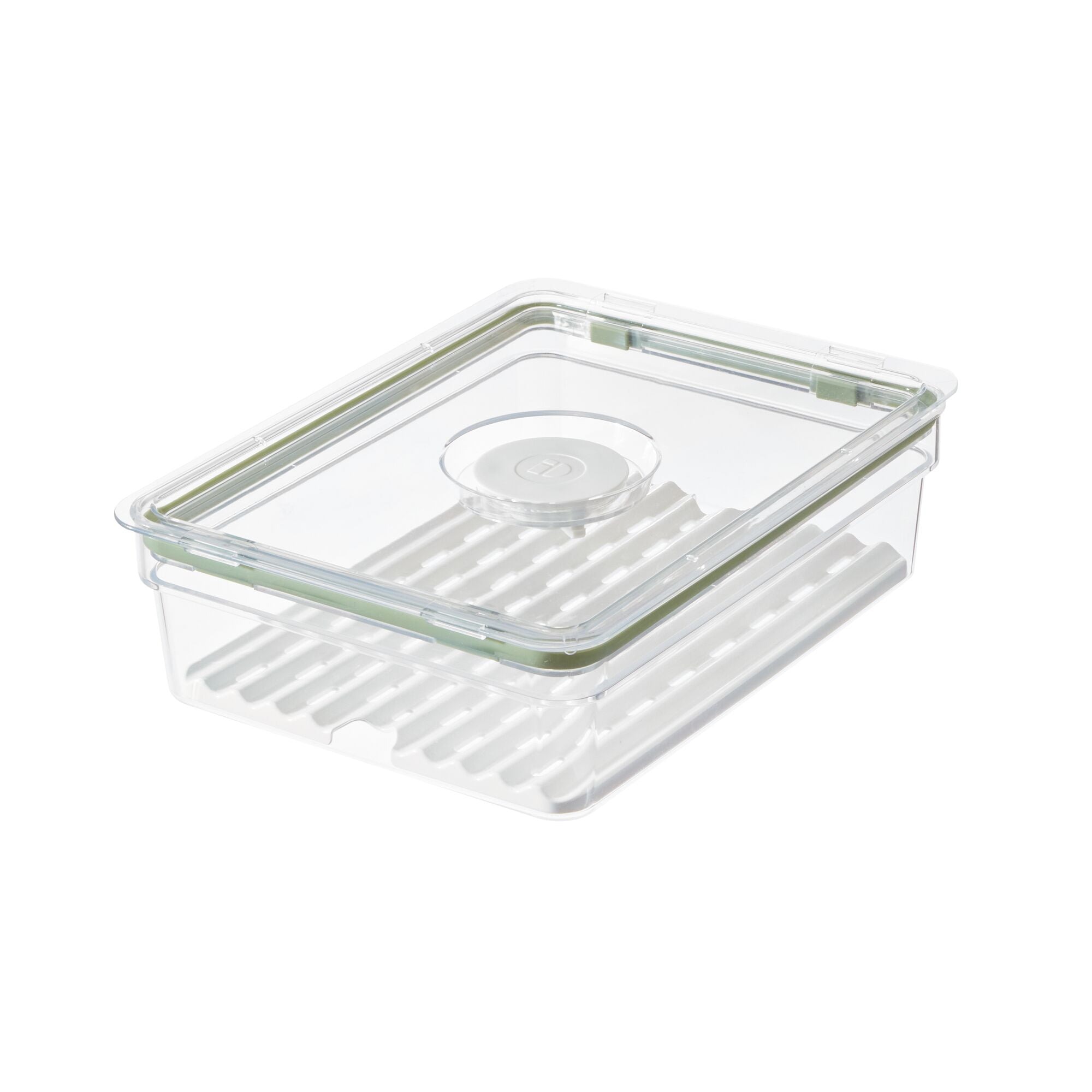 iDesign Large Short Produce Storage Bin with Insert Tray and Lid, 7.8” L x 10.5” W x 3” H, Clear