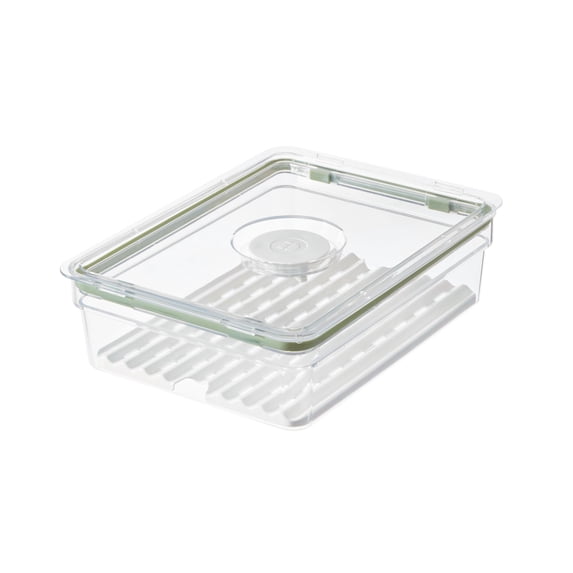 iDesign Large Short Produce Storage Bin with Insert Tray and Lid, 7.8” L x 10.5” W x 3” H, Clear