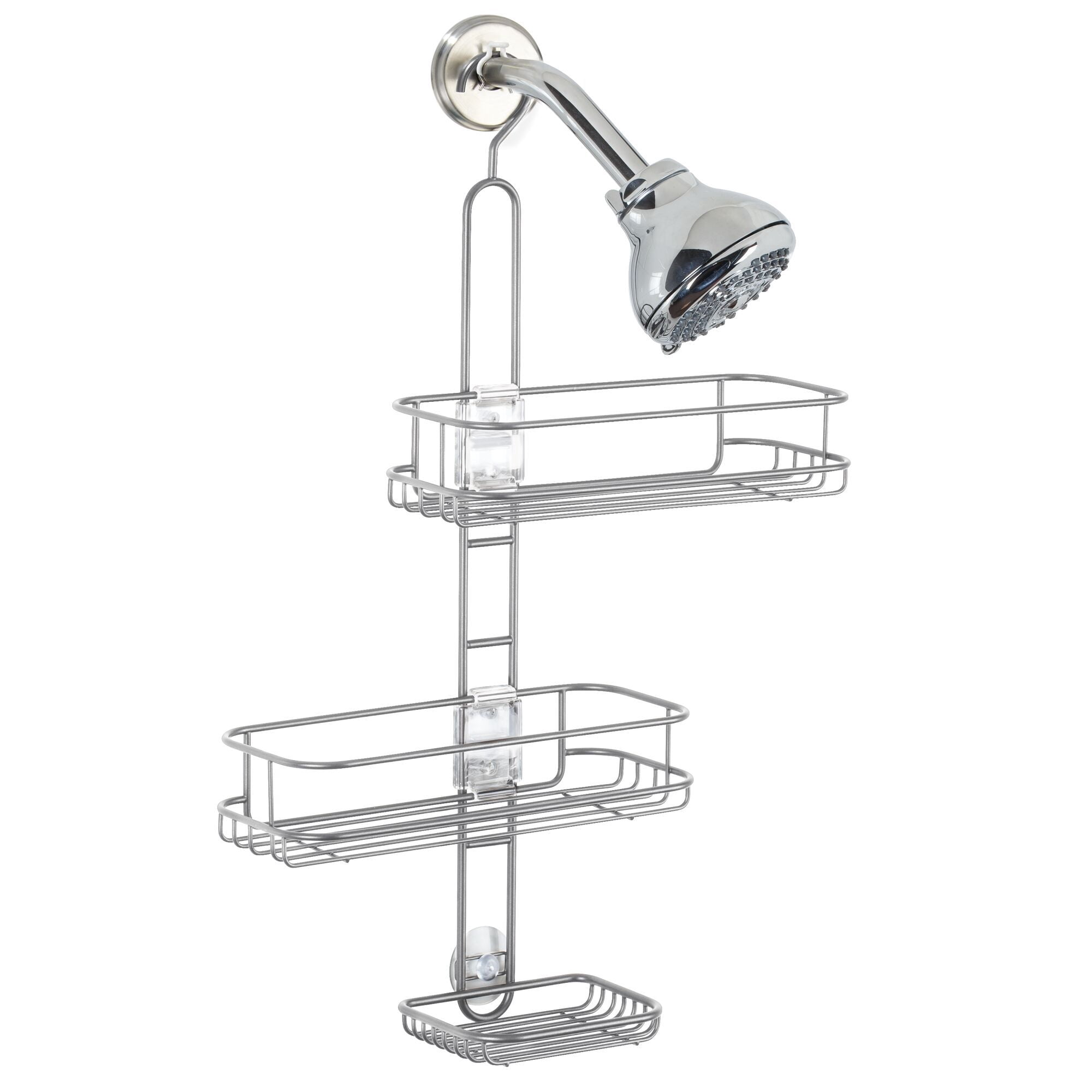 Shower Riser Caddy iDesign, Linea Adjustable Shower Caddy, Stainless Steel, Silver ...