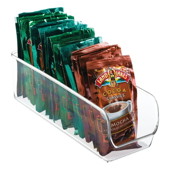 iDesign Linus Binz BPA-Free Plastic Open-Front Kitchen Organizer with Handles, 12.35" x 5.95" x 3.85", Clear