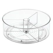 iDesign Linus Divided Lazy Susan Turntable Kitchen Organizer for Pantry, Cabinet, Countertops-9", Tall, Clear, 22.86 x 0.254 x 8.59 cm