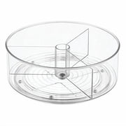 iDesign Linus Divided Lazy Susan Turntable Kitchen Organizer for Pantry, Cabinet, Countertops-9", Tall, Clear, 22.86 x 0.254 x 8.59 cm