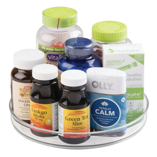 iDesign Linus Lazy Susan Turntable Spice Organizer Rack for Kitchen 9", Clear