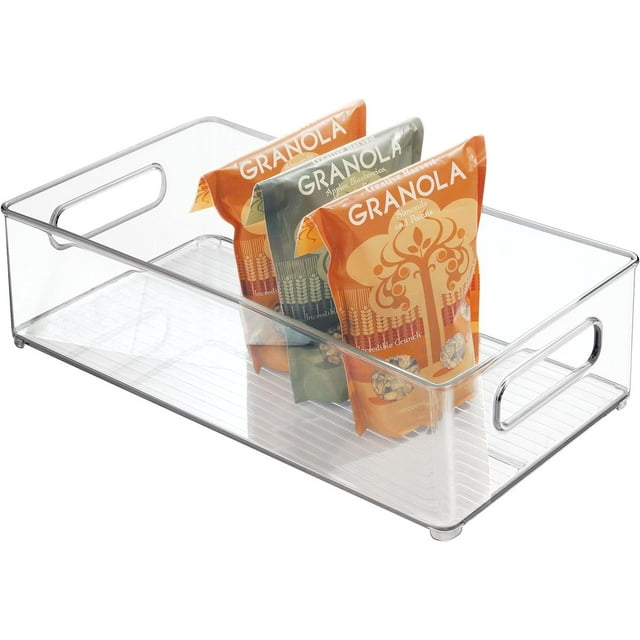 iDesign Linus Plastic Stackable Organizer Bin with Handles