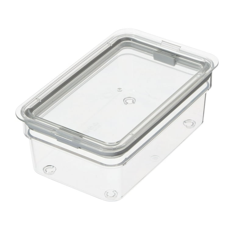 iDesign Medium Short Plastic Storage Bin with Lid, 5x8.1x3, Clear
