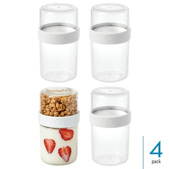 iDesign Medium Stack 'n Snack Food Containers - Stackable Snack Containers for Yogurt, Granola, Fruits, and Vegetables